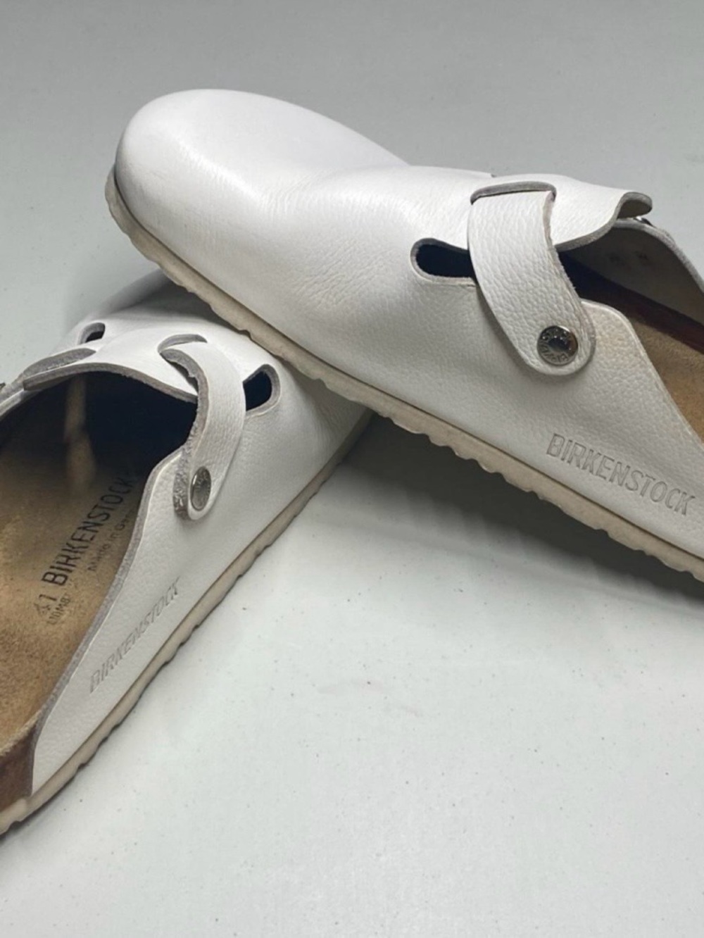 Birkenstock White Leather Boston Clog - EU 41 regular width